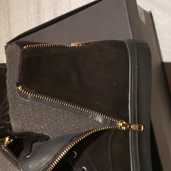 Beverly Feldman NEW Designer Sneakers High-Top Rhinestones Black Suede Women's - Picture 15 of 16
